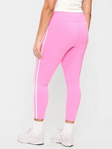 Old Navy High-Waisted PowerChill Side-Striped 7/8 Cotton Leggings - Electric Peony in Saudi Arabia