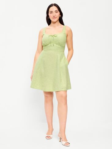 Old Navy Fit & Flare Linen Mini Dress - Coriander in Saudi Arabia
