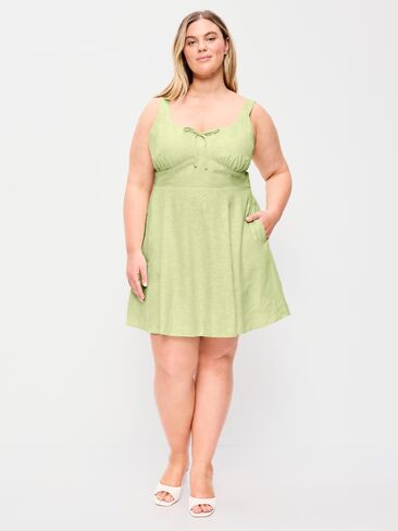 Old Navy Fit & Flare Linen Mini Dress - Coriander in Saudi Arabia