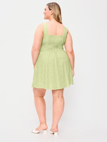 Old Navy Fit & Flare Linen Mini Dress - Coriander in Saudi Arabia
