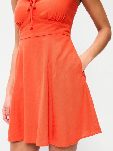 Old Navy Fit & Flare Linen Mini Dress - MOONFISH ORANGE in Saudi Arabia