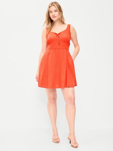 Old Navy Fit & Flare Linen Mini Dress - MOONFISH ORANGE in Saudi Arabia