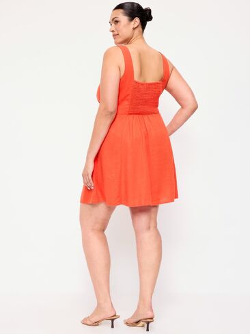 Old Navy Fit & Flare Linen Mini Dress - MOONFISH ORANGE in Saudi Arabia