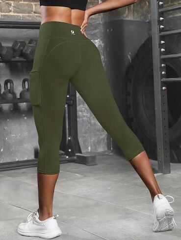 Women's Capris Yoga Pants with Pockets Running Pilates Fitness Running High Waisted Leggings in Saudi Arabia