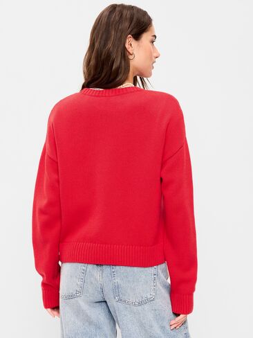 Old Navy Seaside Cotton Long-Sleeve Flag Sweater - Red Buttons in Saudi Arabia