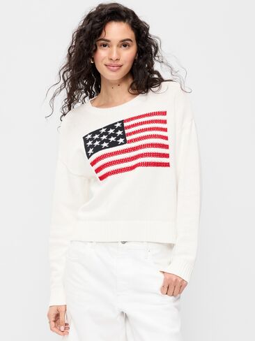 Old Navy Seaside Cotton Long-Sleeve Flag Sweater - Sea Salt in Saudi Arabia
