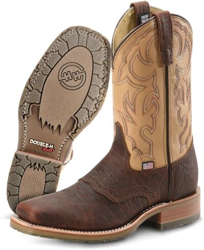 حذاء جراهام غربي بمقدمة مربعة 27.94 سم للرجال - قدم من جلد البيسون مع نعل خارجي I.C.E مقاوم للزيت والانزلاق، مصنف EH ومصنوع في الولايات المتحدة الأمريكية. in Kuwait