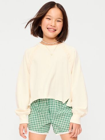 سويت شيرت قصير بأطراف دانتيل فرينش تيري للبنات من Old Navy - Creme De La Creme in Saudi Arabia