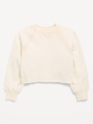 سويت شيرت قصير بأطراف دانتيل فرينش تيري للبنات من Old Navy - Creme De La Creme in Saudi Arabia