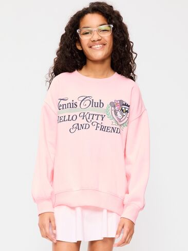 Old Navy Hello Kitty سويت شيرت تونيك برسومات كبيرة الحجم للبنات - وردي سماوي in Saudi Arabia