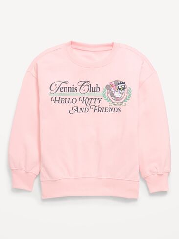 Old Navy Hello Kitty سويت شيرت تونيك برسومات كبيرة الحجم للبنات - وردي سماوي in Saudi Arabia