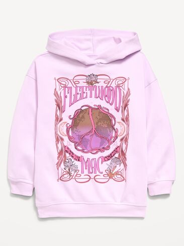 هودي بغطاء للرأس برسومات كبيرة الحجم من Old Navy Fleetwood Mac™ للبنات - أرجواني ثلجي in Kuwait