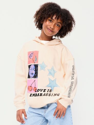 سترة بغطاء للرأس برسوم كبيرة الحجم من Old Navy Olivia Rodrigo™ للبنات - Creme De La Creme in Saudi Arabia
