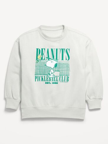 سويت شيرت تونيك برسومات كبيرة الحجم للبنات من Old Navy Peanuts™ Snoopy - رمادي فاتح مرقش in Saudi Arabia