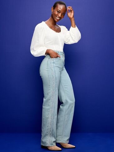 Old Navy Curvy Extra High-Waisted Scalloped Wide-Leg Jeans - Felippa in Saudi Arabia