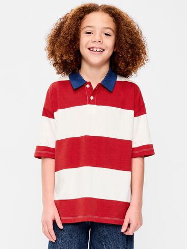 قميص بولو كبير الحجم بأكمام قصيرة للأولاد من Old Navy - أزرار حمراء in Saudi Arabia
