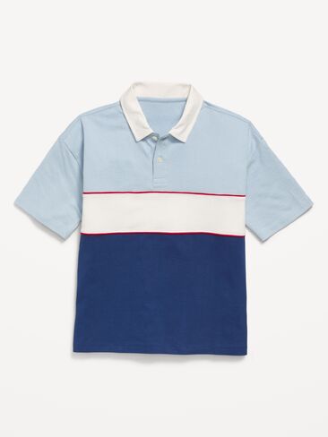 قميص بولو كبير الحجم بأكمام قصيرة للأولاد من Old Navy - CHAMBRAY SKY in Saudi Arabia