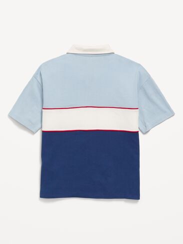 قميص بولو كبير الحجم بأكمام قصيرة للأولاد من Old Navy - CHAMBRAY SKY in Saudi Arabia