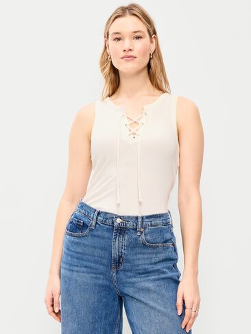 Old Navy Lace-Up Tank Top - Sea Salt in Saudi Arabia