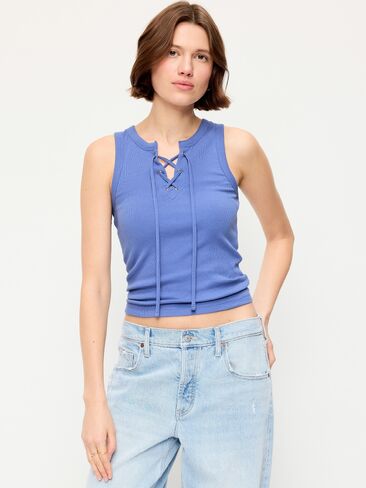 Old Navy Lace-Up Tank Top - Lobelia Blue in Saudi Arabia