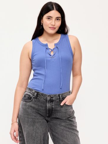 Old Navy Lace-Up Tank Top - Lobelia Blue in Saudi Arabia