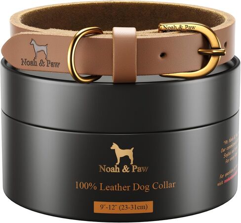 طوق الكلاب NOAH & PAW XL للكلاب الكبيرة، طوق كلب كبير من الجلد الطبيعي مع لمسة نهائية من الشمع الزيتي، مشبك معدني عالي التحمل، ألوان للجنسين للفتيات والفتيان، مقاس الرقبة 18 بوصة - 24 بوصة (جملي). in Kuwait