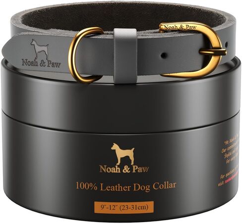 طوق الكلاب NOAH & PAW XL للكلاب الكبيرة، طوق كلب كبير من الجلد الطبيعي مع لمسة نهائية من الشمع الزيتي، مشبك معدني عالي التحمل، ألوان للجنسين للفتيات والفتيان، مقاس الرقبة 18 بوصة - 24 بوصة (جملي). in Kuwait