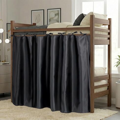 Calm&Cozy Blackout Curtain for Bottom Bunk – 1 Bunk Bed Curtain, Easy Tie-On, No-Drill, Fits Twin Loft & Dorm Beds, 100% Polyester, Canopy Cover, Privacy Curtain, Blackout Panel, Study Nook in Saudi Arabia