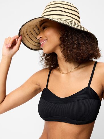Old Navy Straw Sun Hat for Women - Black Stripes in Saudi Arabia