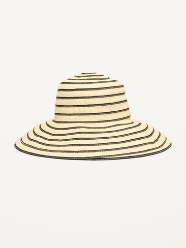 Old Navy Straw Sun Hat for Women - Black Stripes in Saudi Arabia