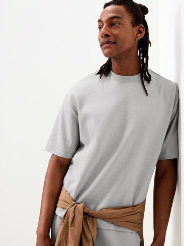 Old Navy Dynamic Fleece T-Shirt - Light Gray Heather in Saudi Arabia
