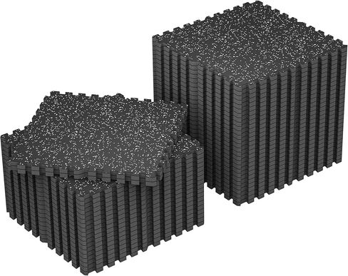 SUPERJARE 1" Extra-Thick Rubber Top Exercise Mat, Puzzle Gym Flooring for Home Gym, Gym Mat for Workout Equipment, Interlocking Floor Tiles with EVA Foam, 12 Pcs 48 Sq Ft, Black/Grey in Saudi Arabia