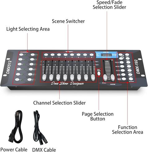 لوحة تحكم DMX512 ذات 192 قناة، وحدة تحكم DMX لخلاط الإضاءة لأضواء المسرح والتأثيرات، دي جي ديسكو، النادي الليلي، البار وأحداث العروض الحية in Kuwait
