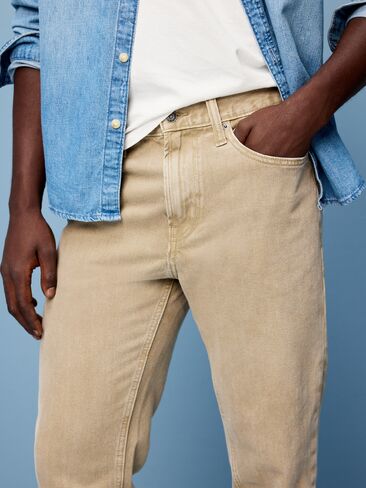 بنطال جينز Old Navy مستقيم وغير قابل للتمدد - كاكي دافئ in Saudi Arabia