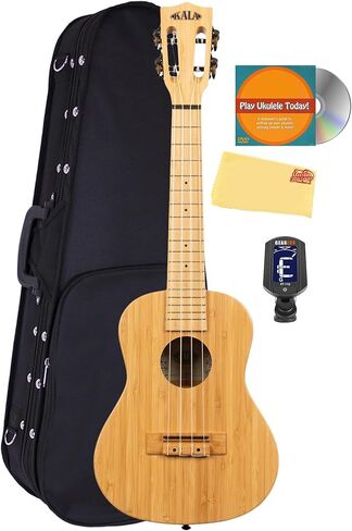 مجموعة Kala KA-BMB-T Bamboo Tenor Ukulele مع حقيبة Gig وموالف وأقراص DVD التعليمية Austin Bazaar وقطعة قماش تلميع in Saudi Arabia