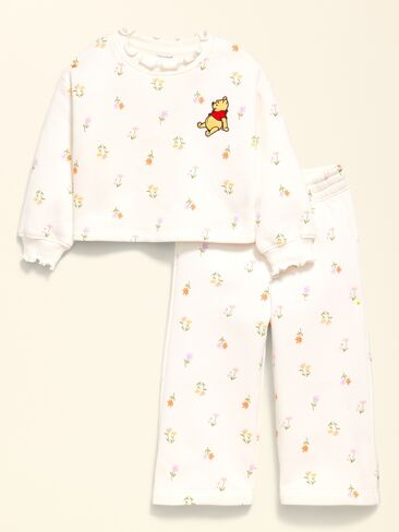 طقم سويت شيرت وسروال رياضي Old Navy Old Navy x Disney Winnie the Pooh للفتيات الصغيرات - ملح البحر in Saudi Arabia