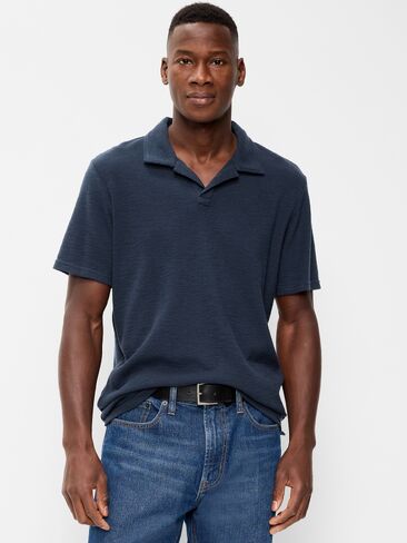 قميص بولو منسوج بنسيج وافل من Old Navy - باللون البحري in Saudi Arabia