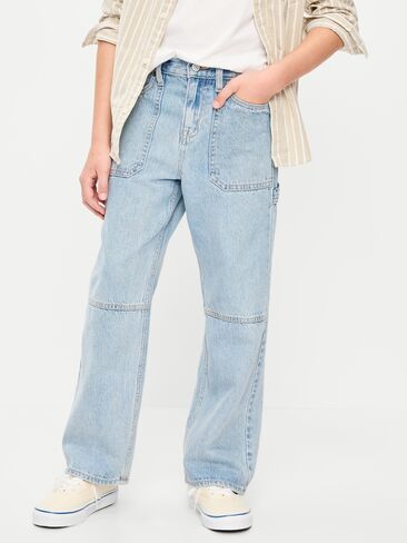Old Navy Baggy Carpenter Utility Jeans for Boys - Light Wash in Saudi Arabia