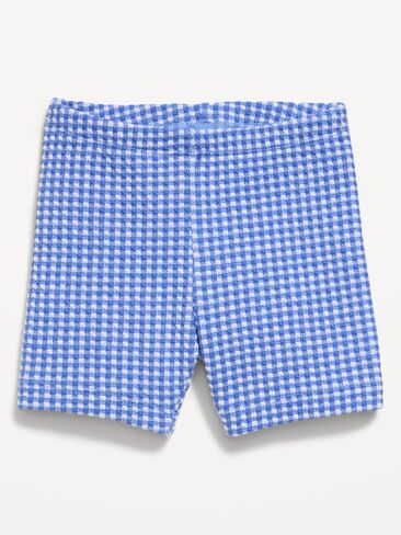 Old Navy Textured Biker Shorts for Toddler Girls - Blue Gingham in Saudi Arabia