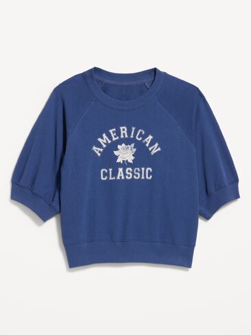Old Navy Short-Sleeve Cropped Raglan Sweatshirt - Pacific Blue in Saudi Arabia