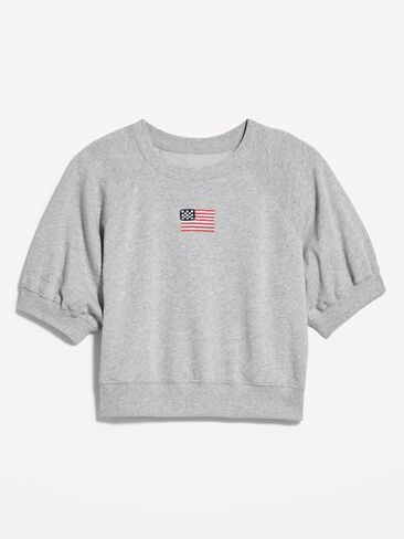 Old Navy Short-Sleeve Cropped Raglan Sweatshirt - Heather Gray in Saudi Arabia