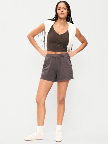 Old Navy Extra High-Waisted Sweat Shorts -- 5-inch inseam - BLACK COFFEE in Saudi Arabia