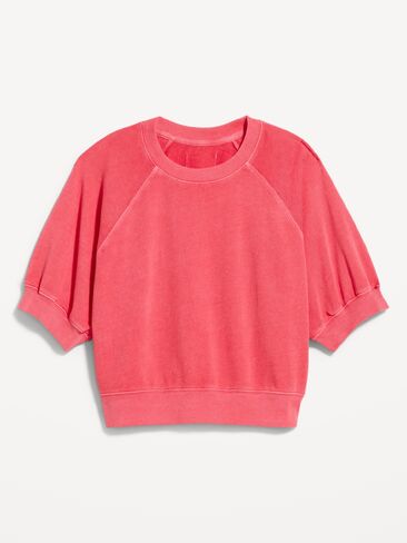 Old Navy Short-Sleeve Cropped Raglan Sweatshirt - Red Buttons in Saudi Arabia