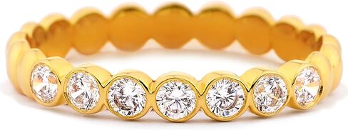 STORYJEWELLERY Gold Plated Wedding Bands for Women, Eternity Band Rings for Women, Gold Plated Band Ring, Cubic Zirconia Stackable Rings, Gifts for Her in Saudi Arabia