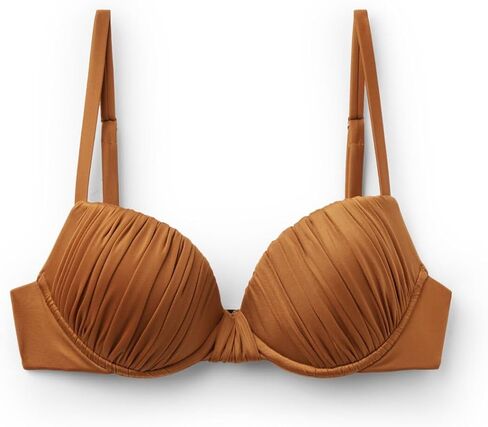 CALZEDONIA Woman's Padded Push-Up Bikini Top Shiny Satin in Saudi Arabia