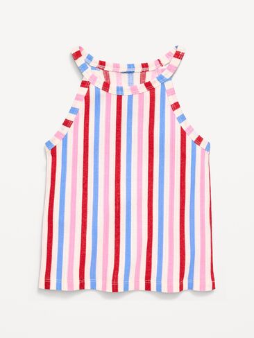 قميص بدون أكمام مضلع مناسب للفتيات الصغيرات من Old Navy - شريط أمريكي in Kuwait