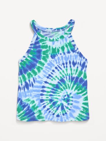 بلوزة بدون أكمام مضلعة للفتيات الصغيرات من Old Navy - مصبوغة باللون الأزرق in Kuwait