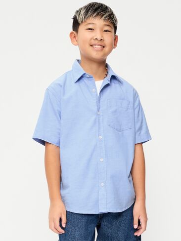قميص اوكسفورد بجيب قصير الأكمام للاولاد من Old Navy - ازرق كابانا in Saudi Arabia