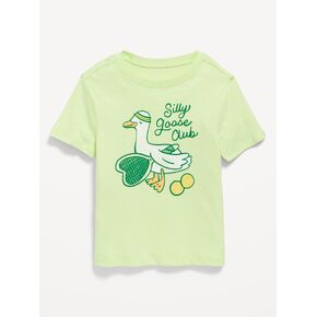 تي شيرت برسومات بأكمام قصيرة من Old Navy للفتيات الصغيرات - سيترون شاحب in Kuwait