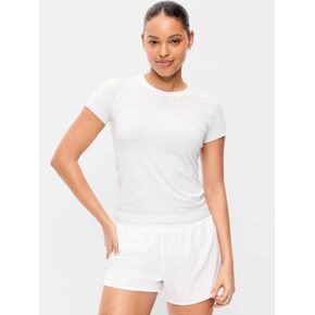 Old Navy Seamless Fitted T-Shirt - White Stripe in Kuwait
